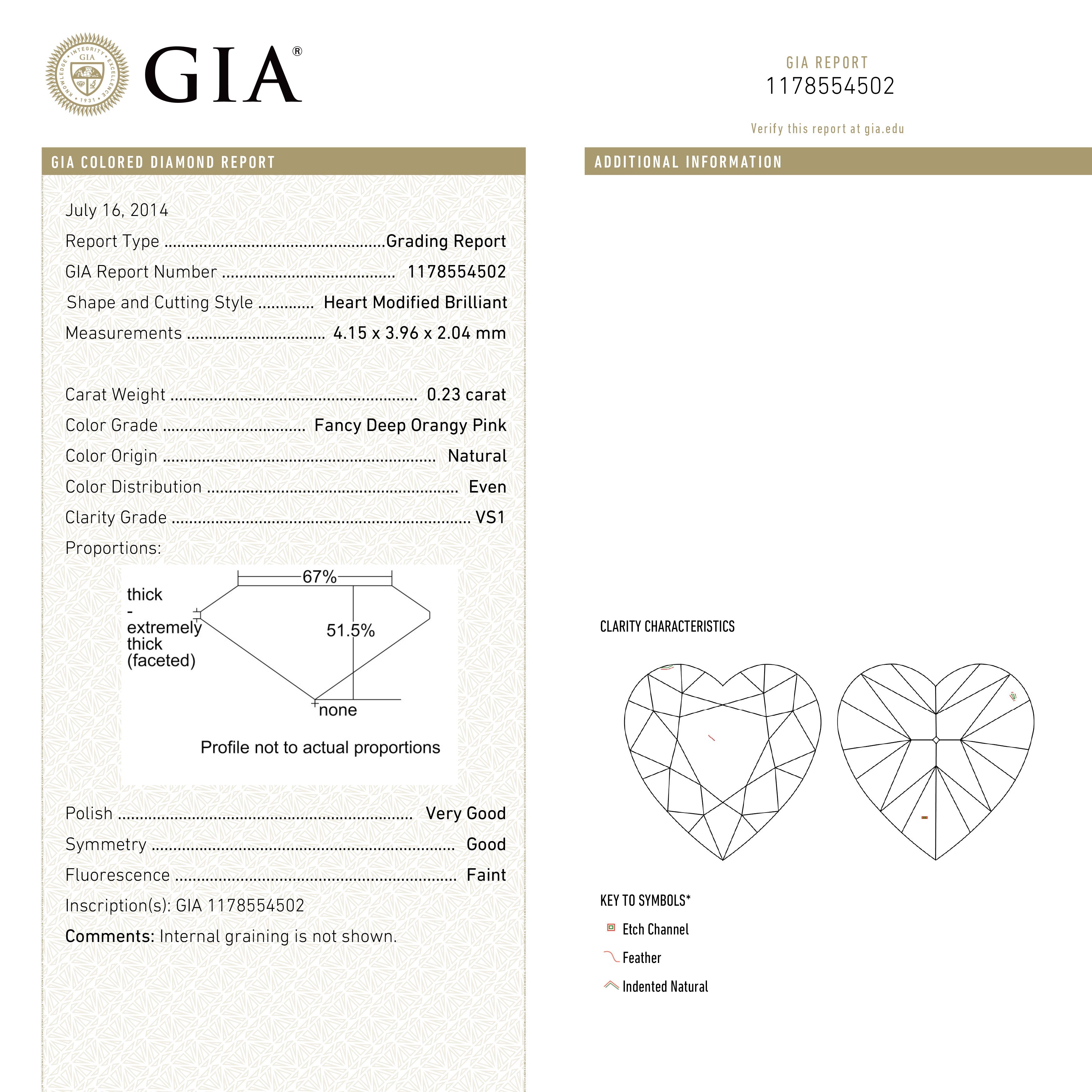 0.23ct 4.15x3.96x2.04mm GIA VS1 Fancy Pink Heart Brilliant 🇦🇺 24121-01