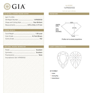 1.00ct 8.93x5.56x3.19mm GIA VS2 M Pear Brilliant 🇨🇦 26317-01