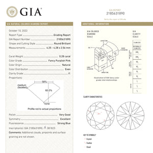 0.28ct 4.28x4.25x2.56mm GIA I1 Fancy Pink Round Brilliant 24167-01