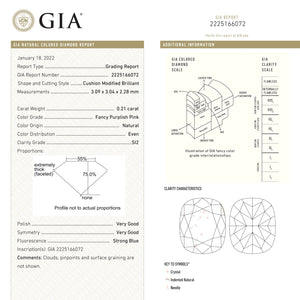 0.21ct 3.09x3.04x2.28mm GIA SI2 Fancy Pink Cushion Brilliant 🇦🇺 24097-01