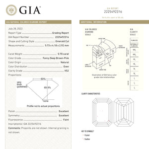 0.70ct 5.73x4.18x2.92mm GIA VS2 Fancy Deep Brown-Pink Cut Corner Rectangle Step Cut 🇦🇺 24138-01