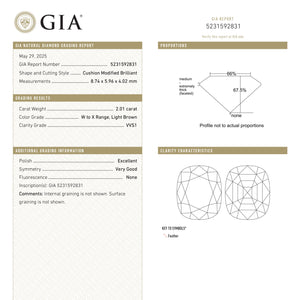 2.01ct 8.74x5.96x4.02mm GIA VVS1 W-X Cushion Brilliant 27090-01