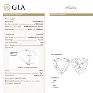 1.00ct 6.08x5.67x3.42mm GIA SI1 Fancy Brown-Pink Trillion Brilliant 🇦🇺 24113-01