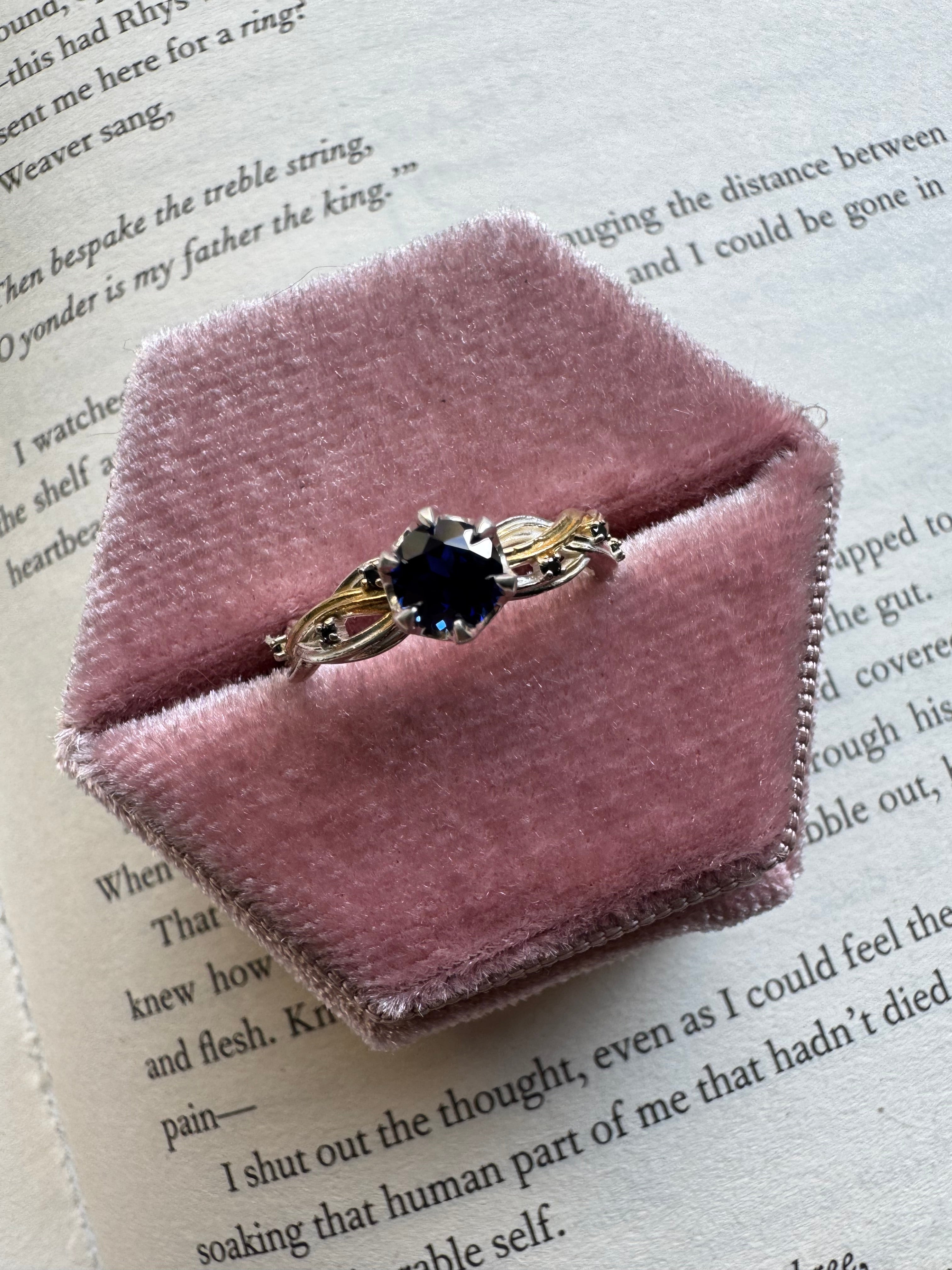 RTS Sapphire Silver + Gold Black Diamond Bridal Weaver