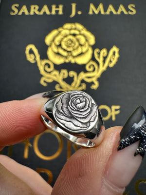 Hand-Engraved Rose Signet Ring