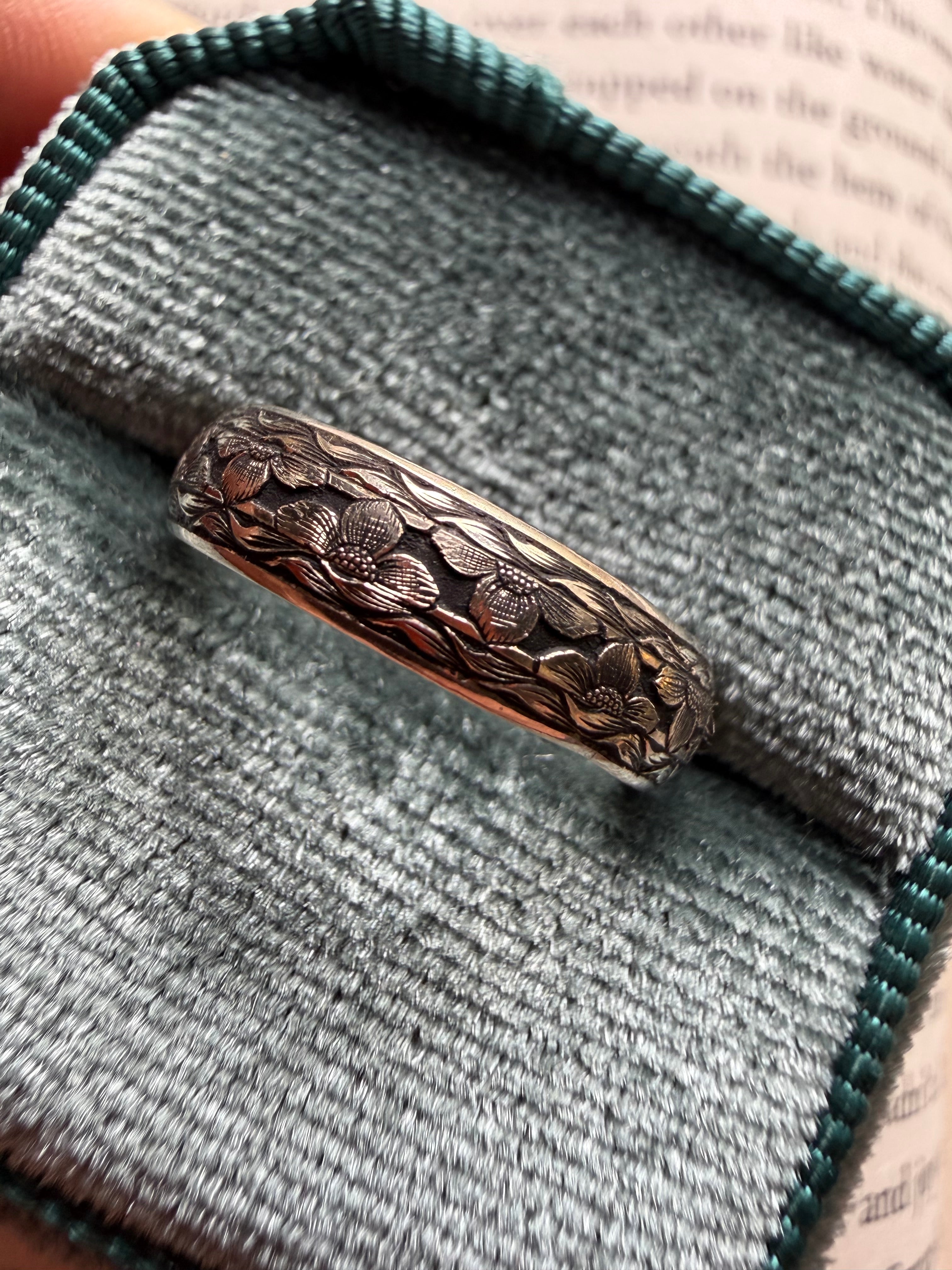 14k Hand Engraved Floral Band RTS
