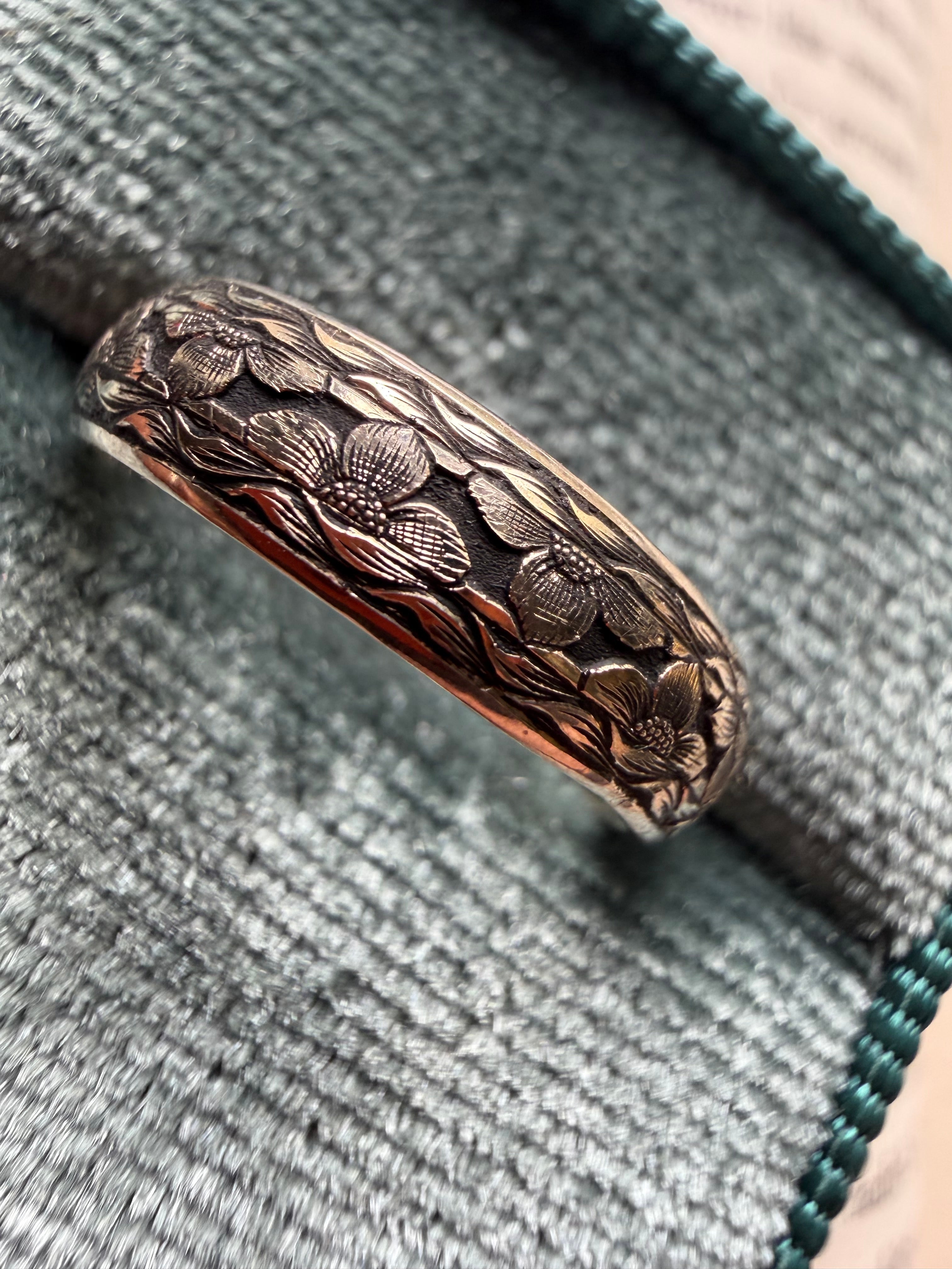 14k Hand Engraved Floral Band RTS