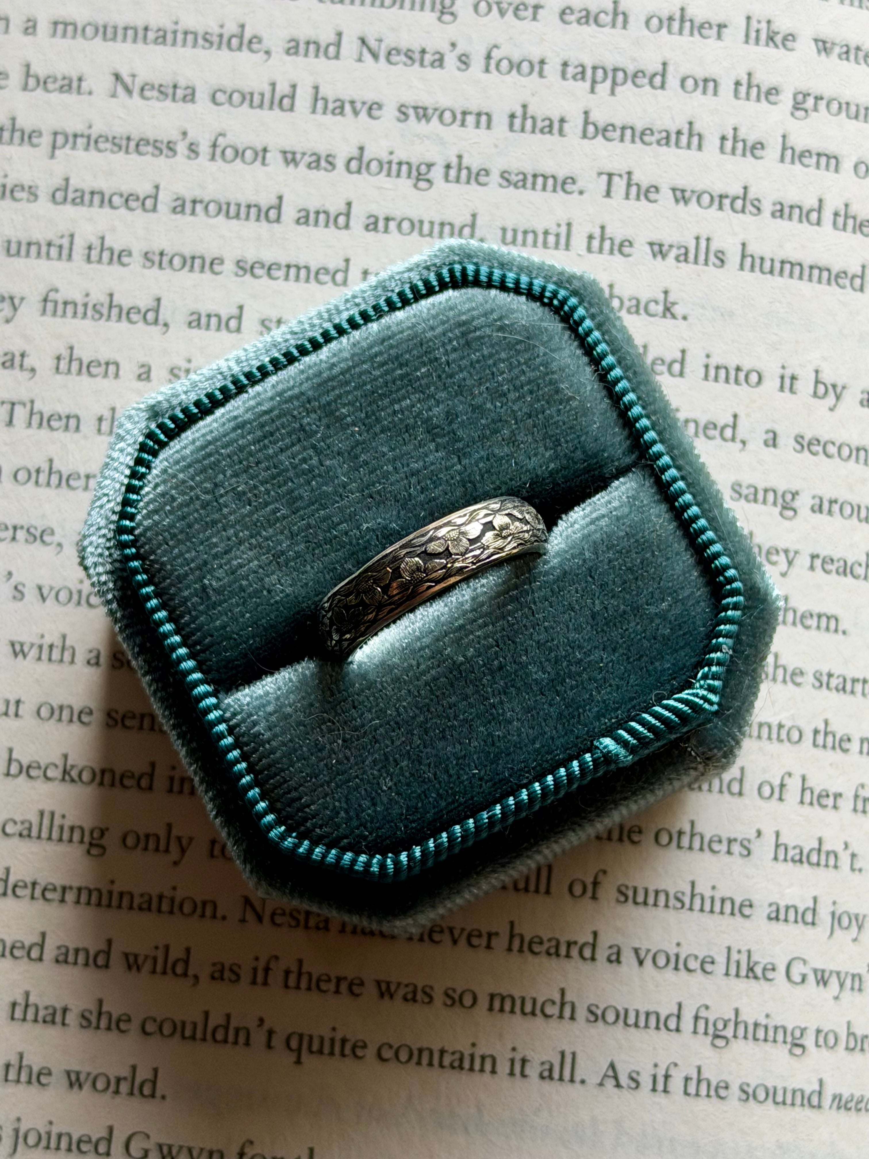 14k Hand Engraved Floral Band RTS