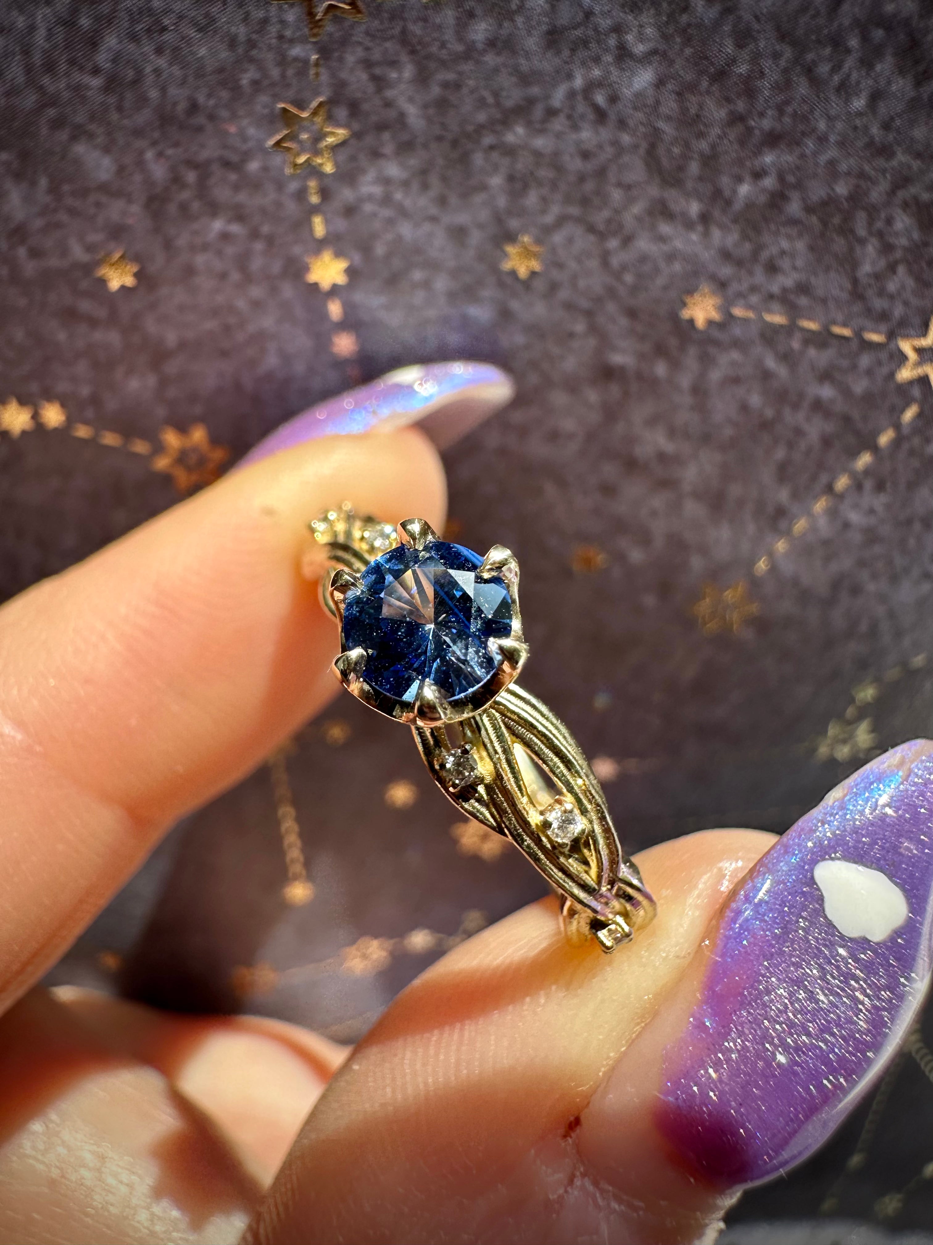 .56ct Sapphire Diamond Weaver 14k Gold