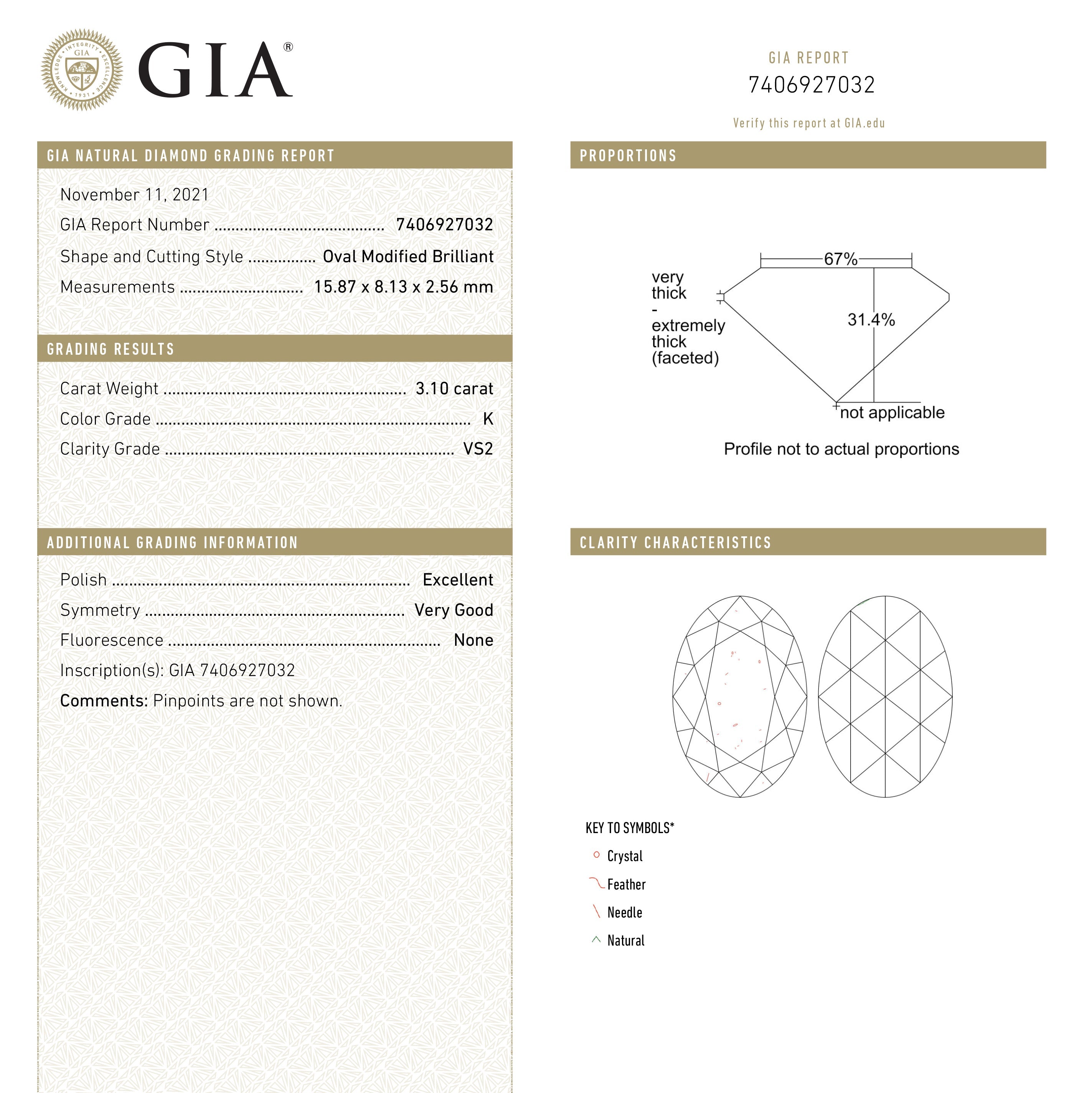 3.10ct 15.87x8.13x2.56mm GIA VS2 K Oval Rosecut 19883-01