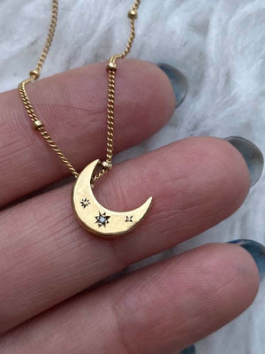 10k Engraved Crescent Moon