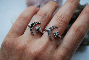 Moon + Star Ring