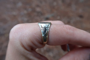 10k Gold Black Widow Signet Ring