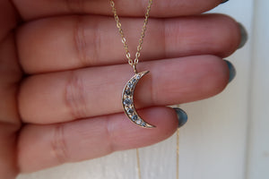 Diamond Pavè Moon Necklace