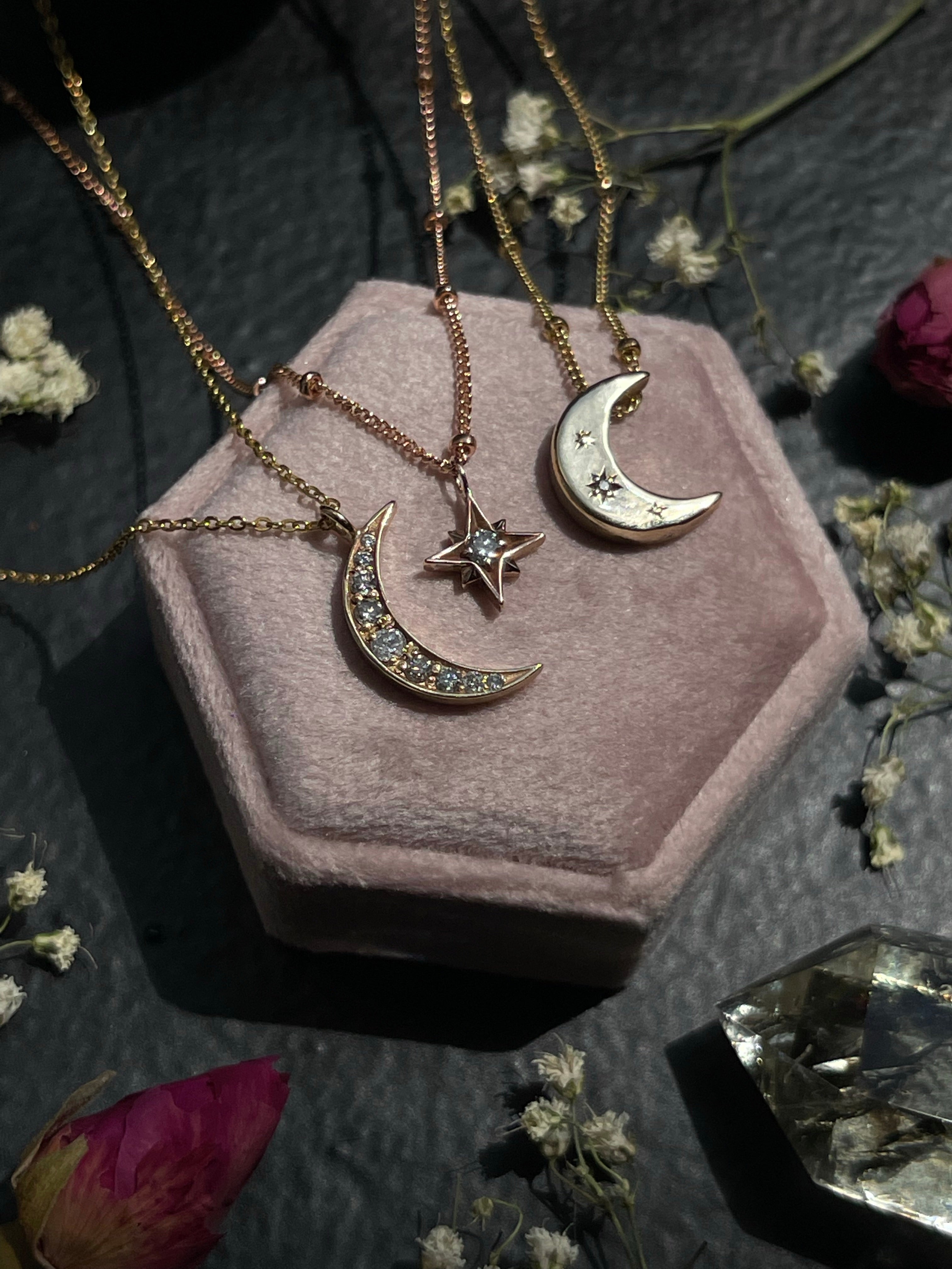 Diamond Pavé Crescent Moon