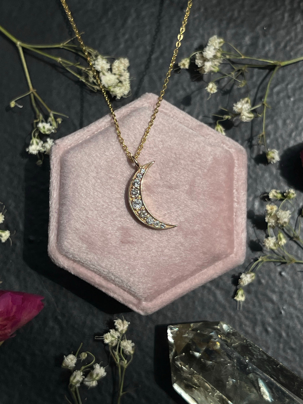 Diamond Pavé Crescent Moon