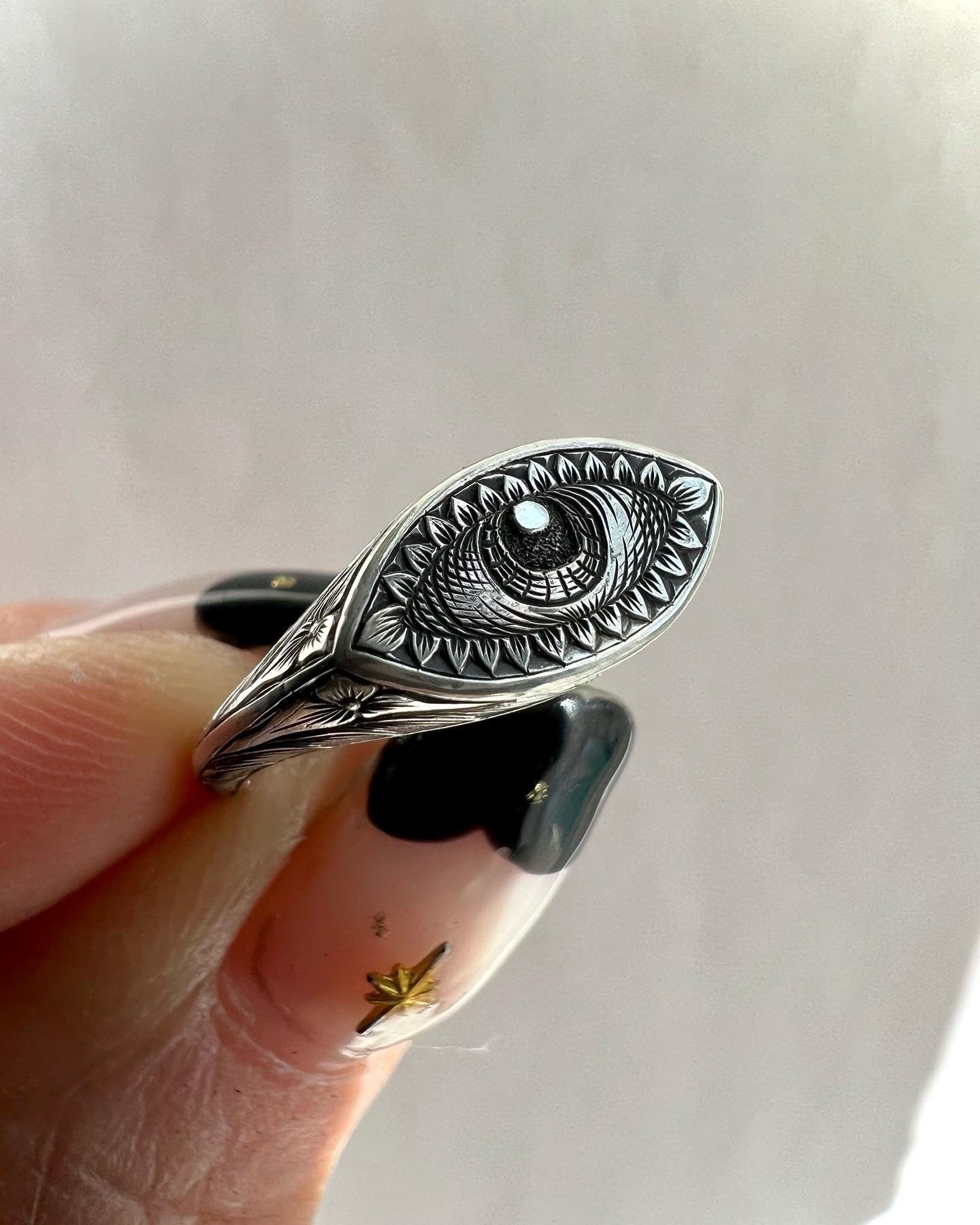Hand-Engraved Eye Signet Ring