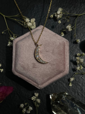 Diamond Pavé Crescent Moon
