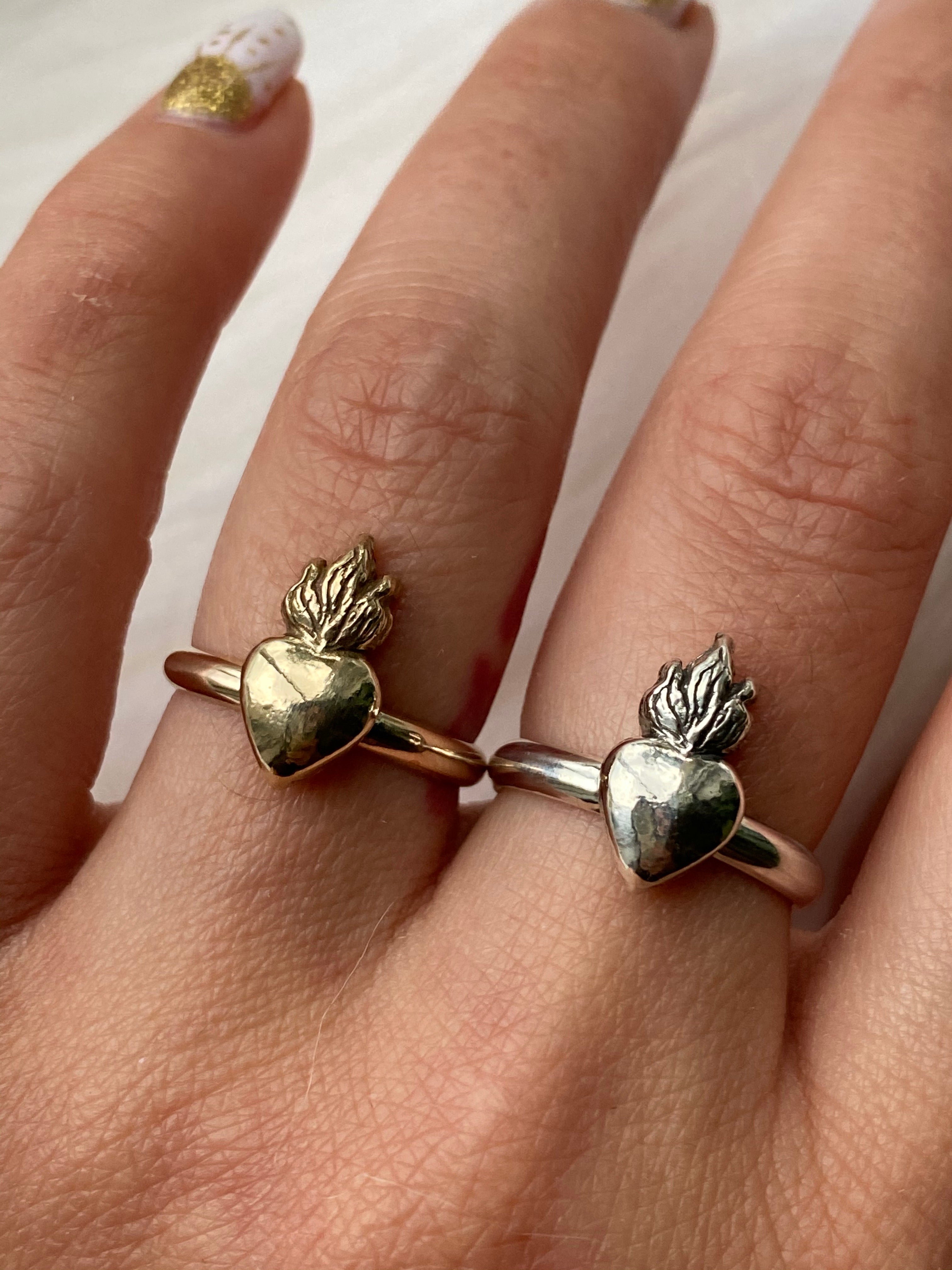 Dainty Sacred Heart Rings